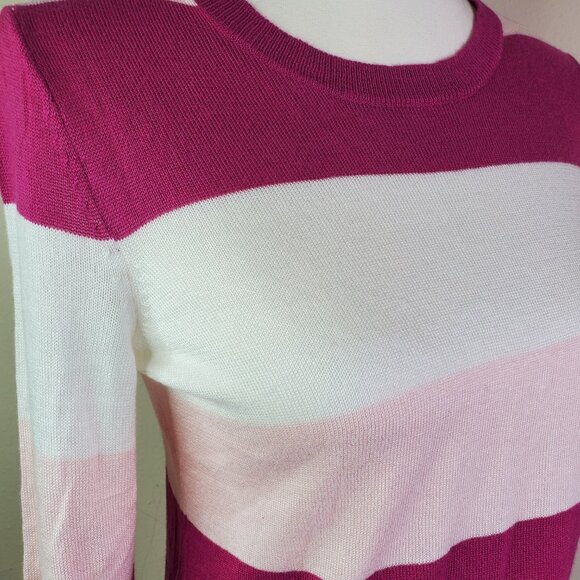 MAISON JULES Juniors Pink Color Block Stripe Tunic Sweater XS - Picture 2 of 9